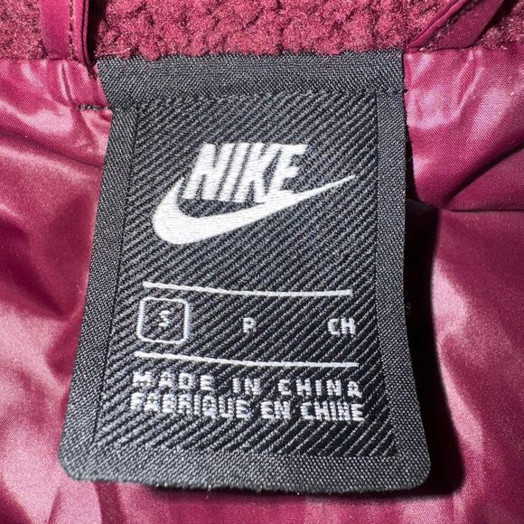 Nike Sportswear Burgundy Colorblock Sport Pack Sherpa Track Jacket Women Small - Picture 9 of 11